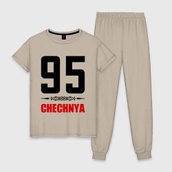 Пижама хлопковая женская 95 Chechnya, цвет: миндальный