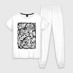 Пижама хлопковая женская Black and White, цвет: белый