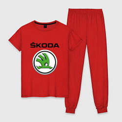 Пижама хлопковая женская SKODA, цвет: красный