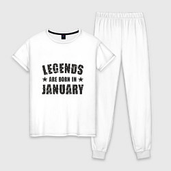 Пижама хлопковая женская Легенды рождаются в январе, цвет: белый