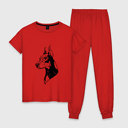 Пижама хлопковая женская Доберман Z, цвет: красный