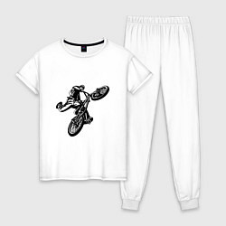 Пижама хлопковая женская Велоспорт Z, цвет: белый