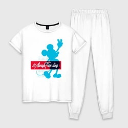 Пижама хлопковая женская Disney Микки Маус, цвет: белый