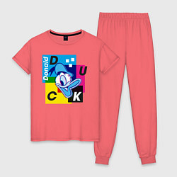 Пижама хлопковая женская Donald Duck, цвет: коралловый
