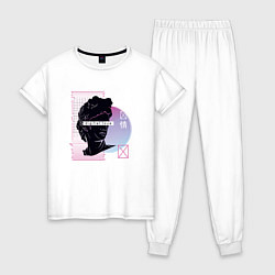 Пижама хлопковая женская Vaporwave Digital Love, цвет: белый