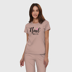 Пижама хлопковая женская Nail master, цвет: пыльно-розовый — фото 2