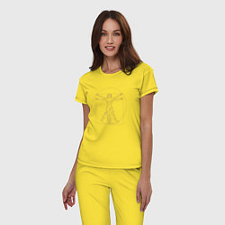 Пижама хлопковая женская Витрувианский человек, цвет: желтый — фото 2