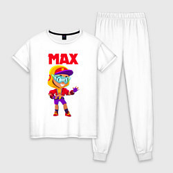 Пижама хлопковая женская БРАВЛ СТАРС МАКС MAX, цвет: белый