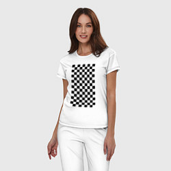 Пижама хлопковая женская Шахматный пол, цвет: белый — фото 2