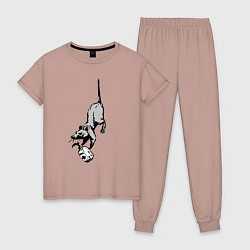 Пижама хлопковая женская Крыса с антисептиком, цвет: пыльно-розовый