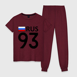 Пижама хлопковая женская RUS 93 цвета меланж-бордовый — фото 1