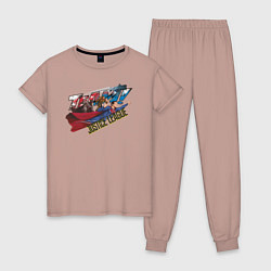 Пижама хлопковая женская Justice League, цвет: пыльно-розовый