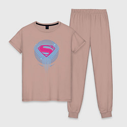 Пижама хлопковая женская Superman, цвет: пыльно-розовый