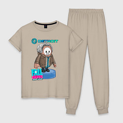 Пижама хлопковая женская Fall Guys Detroit RK800, цвет: миндальный