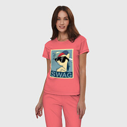 Пижама хлопковая женская Rainbow Dash swag, цвет: коралловый — фото 2