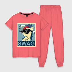 Пижама хлопковая женская Rainbow Dash swag, цвет: коралловый
