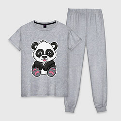 Пижама хлопковая женская Панда, цвет: меланж