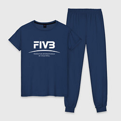 Пижама хлопковая женская FIVB ВОЛЕЙБОЛ, цвет: тёмно-синий