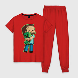 Пижама хлопковая женская Minecraft, цвет: красный