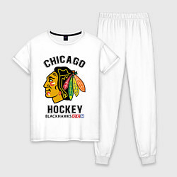 Пижама хлопковая женская CHICAGO BLACKHAWKS NHL, цвет: белый