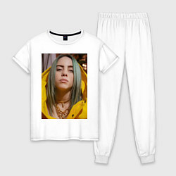 Пижама хлопковая женская Билли Айлиш Billie Eilish, цвет: белый