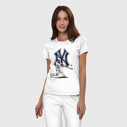 Пижама хлопковая женская New York Yankees - baseball team, цвет: белый — фото 2