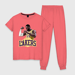 Пижама хлопковая женская LeBron - Lakers, цвет: коралловый