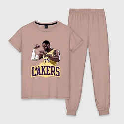 Пижама хлопковая женская LeBron - Lakers, цвет: пыльно-розовый