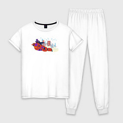 Пижама хлопковая женская Baymax and Hiro, цвет: белый