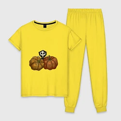 Пижама хлопковая женская Тыковки, цвет: желтый