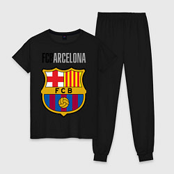 Пижама хлопковая женская Barcelona FC, цвет: черный