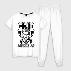 Пижама хлопковая женская Barcelona FC, цвет: белый