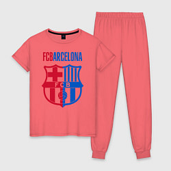 Пижама хлопковая женская Barcelona FC, цвет: коралловый