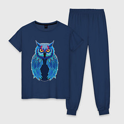 Пижама хлопковая женская Следящая сова, цвет: тёмно-синий