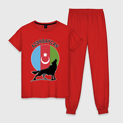 Пижама хлопковая женская Азербайджан, цвет: красный