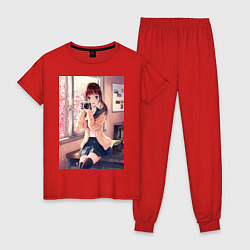 Пижама хлопковая женская Фотограф-тян, цвет: красный