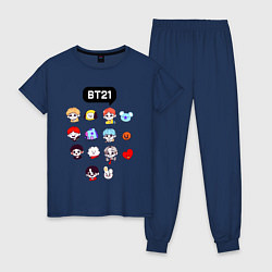 Пижама хлопковая женская BTS BT21, цвет: тёмно-синий