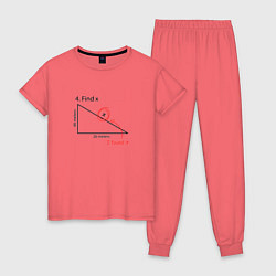 Пижама хлопковая женская Find X, найдите X, цвет: коралловый
