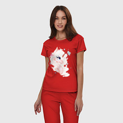 Пижама хлопковая женская Единорог, цвет: красный — фото 2
