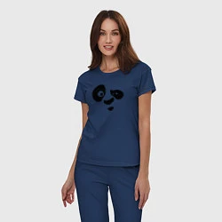 Пижама хлопковая женская Панда, цвет: тёмно-синий — фото 2
