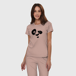 Пижама хлопковая женская Панда, цвет: пыльно-розовый — фото 2