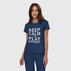 Пижама хлопковая женская K C a Play Hockey, цвет: тёмно-синий — фото 2