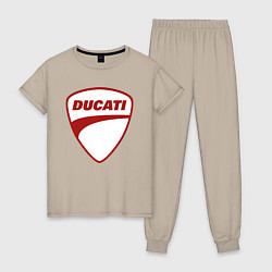 Пижама хлопковая женская Ducati Logo Дукати Лого Z, цвет: миндальный