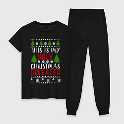 Пижама хлопковая женская My ugly christmas sweater, цвет: черный