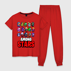 Пижама хлопковая женская AMONG US X BRAWL STARS, цвет: красный