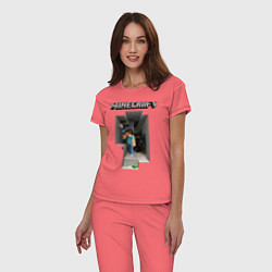 Пижама хлопковая женская Minecraft, цвет: коралловый — фото 2
