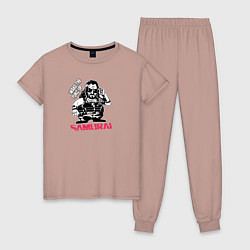 Пижама хлопковая женская Samurai, цвет: пыльно-розовый