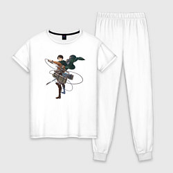 Пижама хлопковая женская Леви Атака Титанов Арт 01, цвет: белый