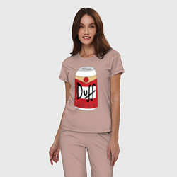 Пижама хлопковая женская Duff Beer, цвет: пыльно-розовый — фото 2