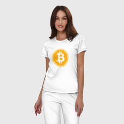 Пижама хлопковая женская Bitcoin Биткоин, цвет: белый — фото 2